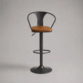 Höhenverstellbarer Barhocker aus Metall und Kunstleder, 360° drehbar, Braun/Schwarz, 52 × 50 × 88–109 cm
