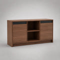 Sideboard aus Holz mit 2 Türen und 2 offenen Fächern, Walnussbraun/Schwarz, 120 × 40 × 70 cm