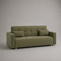Geradliniges 3-Sitzer-Sofa mit 2 Kissen aus Polyester-Cord, Olivgrün, 210 × 83 × 86 cm