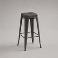 Barhocker aus pulverbeschichtetem Stahl mit quadratischer Sitzfläche, Anthrazit, 43 × 43 × 76 cm