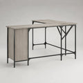 L-förmiger Eckschreibtisch aus Spanplatte mit Stahlgestell, Grau/Schwarz, 160 × 120 × 75 cm