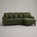 3-Sitzer-Ecksofa mit Ottomane rechts, Polyestercord, Olivgrün, 235 x 150 x 88 cm